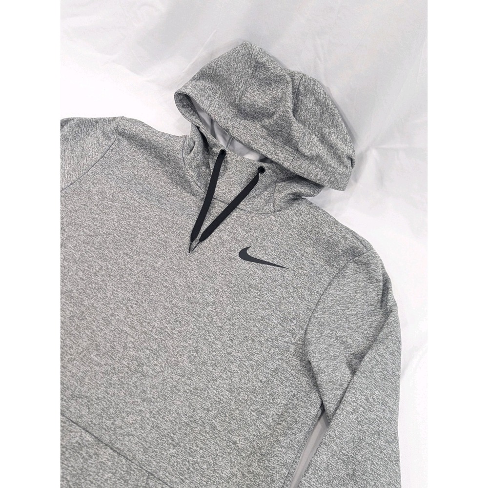 Nike Mens Dri Fit Hoodie Small Therma Fleece Pullover Gray Side Swoosh‎ EUC